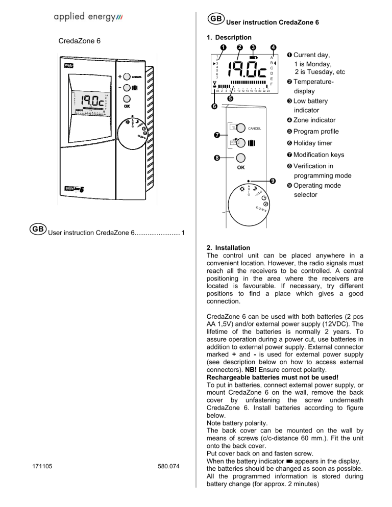 CredaZone 6 - Creda Heating CredaZone 6 - Creda Heating