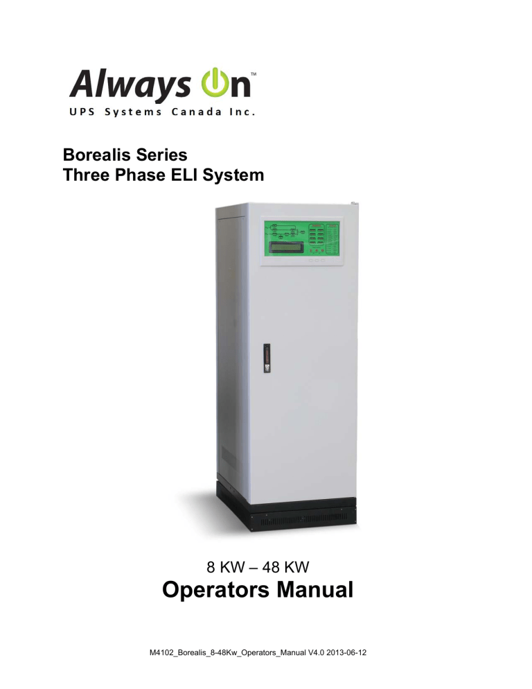 Operators Manual - Always On UPS Systems Operators Manual - Always On UPS Systems