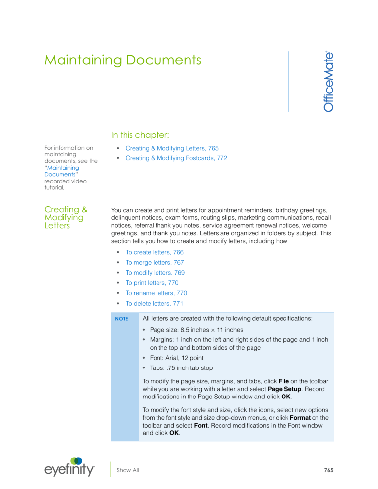 Maintaining Documents Maintaining Documents