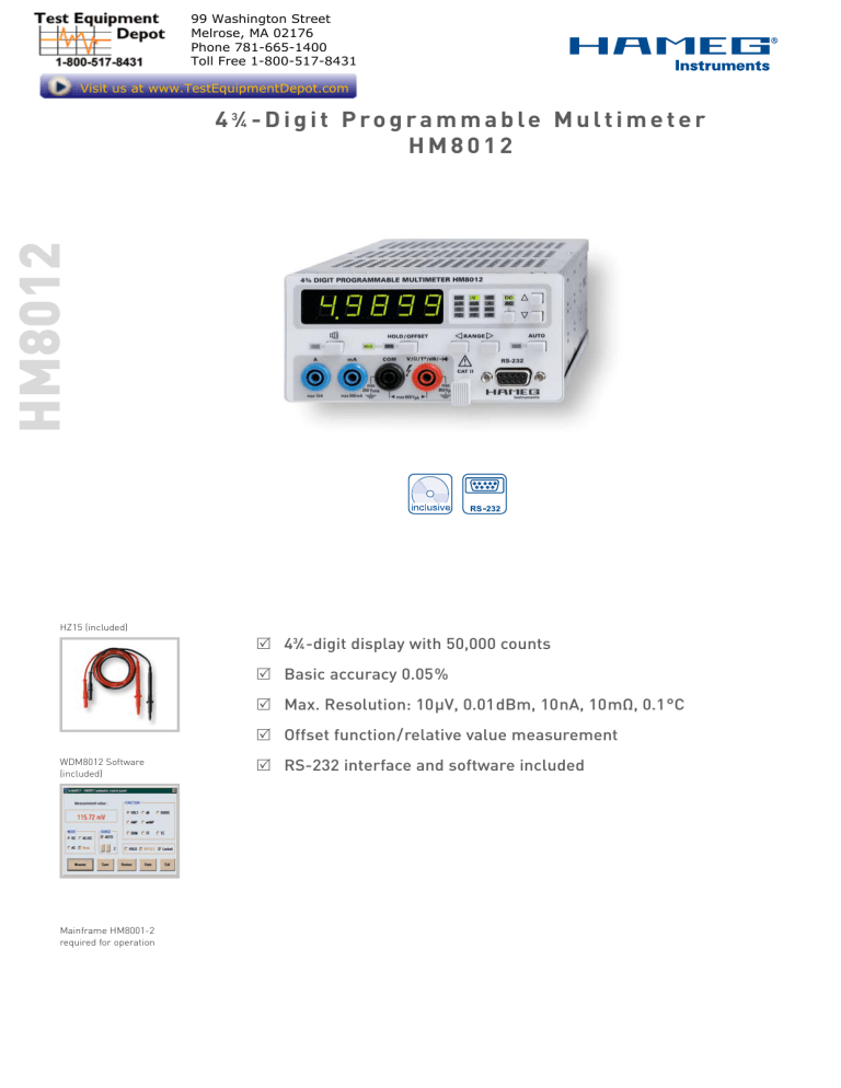 HM8012 - Test Equipment Depot HM8012 - Test Equipment Depot