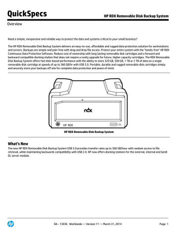 HP RDX Removable Disk Backup System HP RDX Removable Disk Backup System