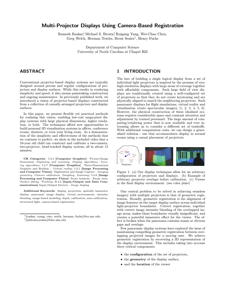Multi-Projector Displays Using Camera-Based Multi-Projector Displays Using Camera-Based