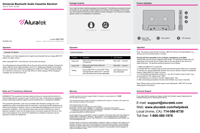 ABCT01F Quick Start Guide (English) ABCT01F Quick Start Guide (English)