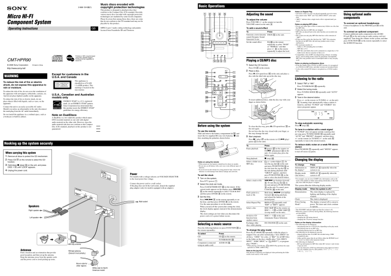 Micro HI-FI Component System Micro HI-FI Component System
