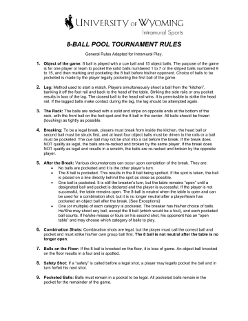 8-Ball Pool - University of Wyoming 8-Ball Pool - University of Wyoming