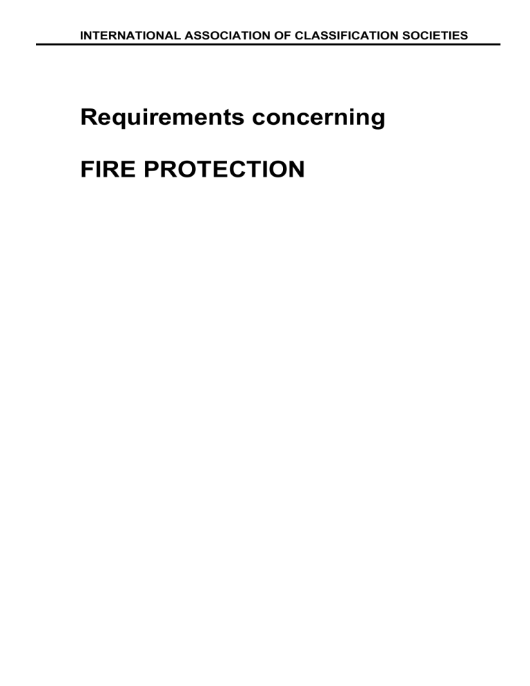 Requirements concerning FIRE PROTECTION Requirements concerning FIRE PROTECTION