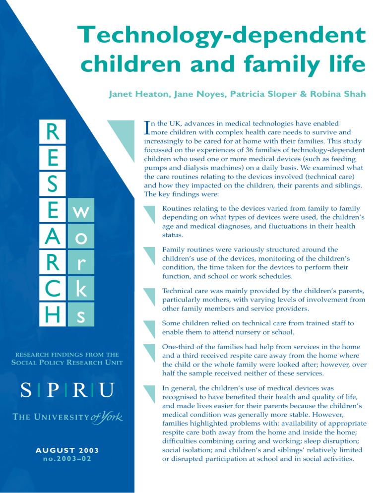 Technology dependent children and family life Technology dependent children and family life