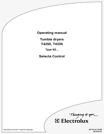 Operating manual Tumble dryers T4250, T4350 Selecta Control Operating manual Tumble dryers T4250, T4350 Selecta Control
