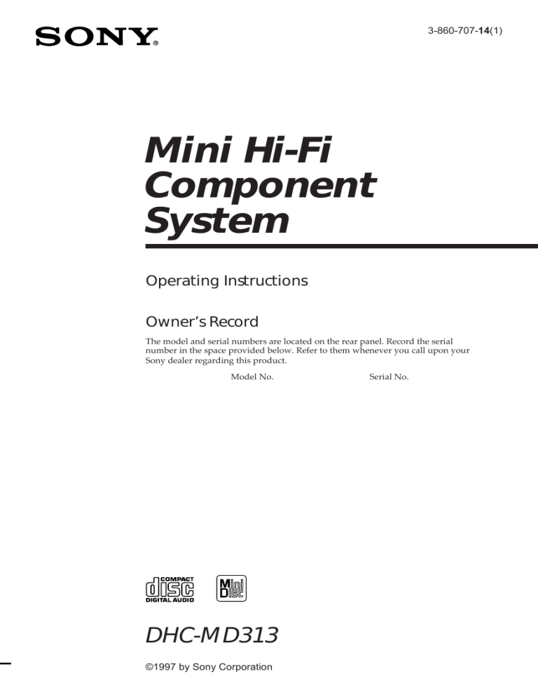 Sony DHC-MD313 User Guide Manual Sony DHC-MD313 User Guide Manual