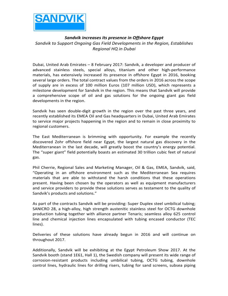 Sandvik Press Release_Sandvik Secures Strategic Contracts in Sandvik Press Release_Sandvik Secures Strategic Contracts in