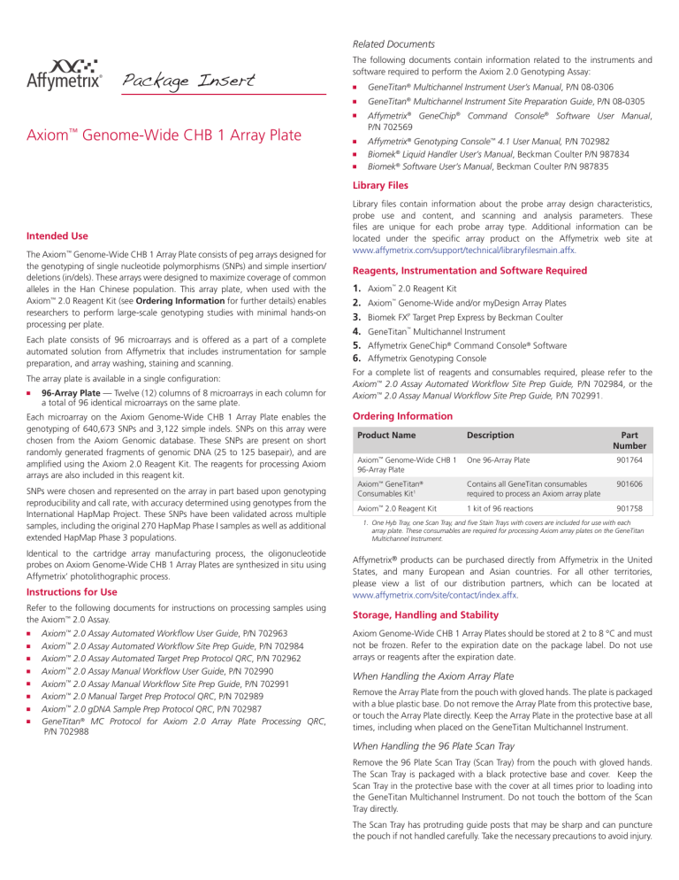 Package Insert, Axiom Genome Package Insert, Axiom Genome