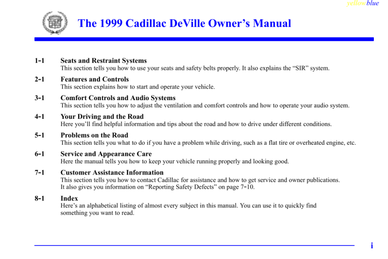 Cadillac DEVILLE 1999, 1999, 1999 DeVille Owner's manual Cadillac DEVILLE 1999, 1999, 1999 DeVille Owner's manual