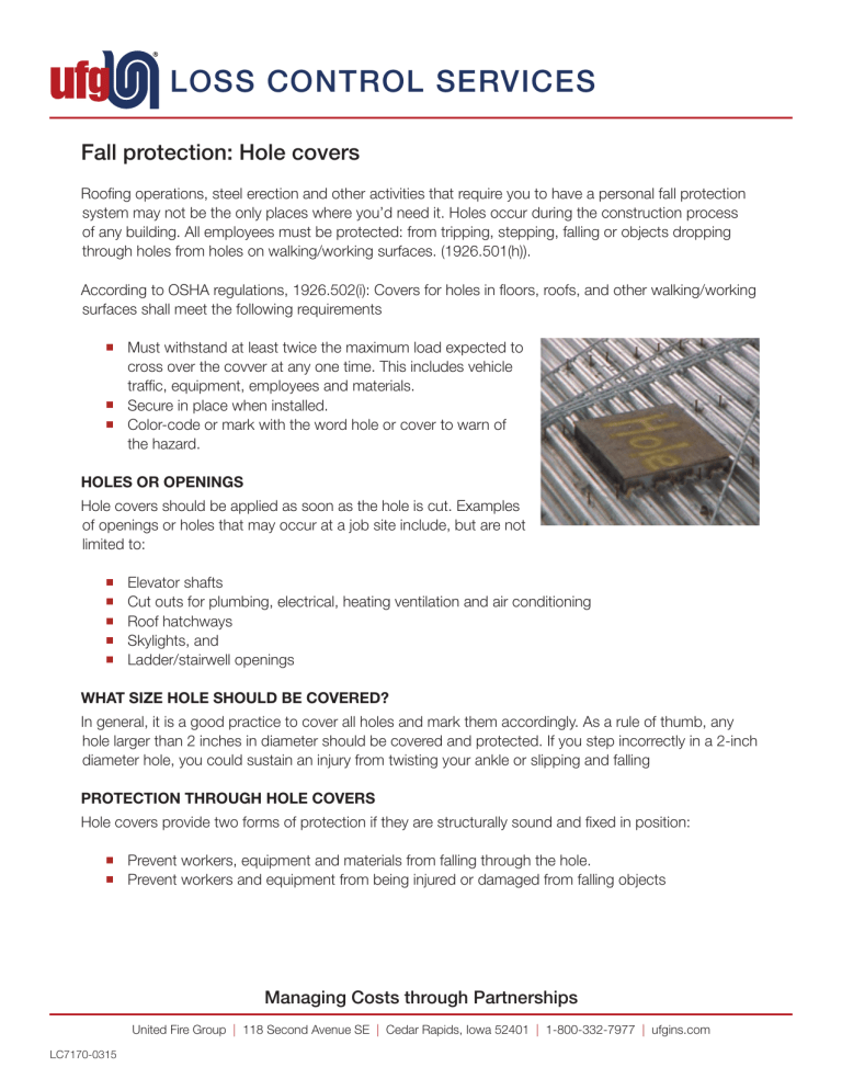 Fall Protection Hole Covers (LC7170) Fall Protection Hole Covers (LC7170)