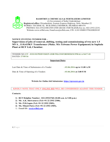 Supervision of jobs of removal, shifting, testing and commissioning Supervision of jobs of removal, shifting, testing and commissioning