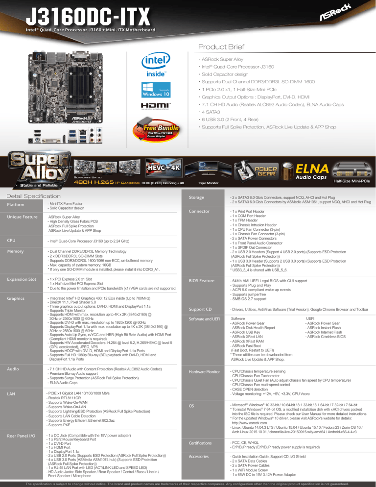 J3160DC-ITX - many Electronics J3160DC-ITX - many Electronics