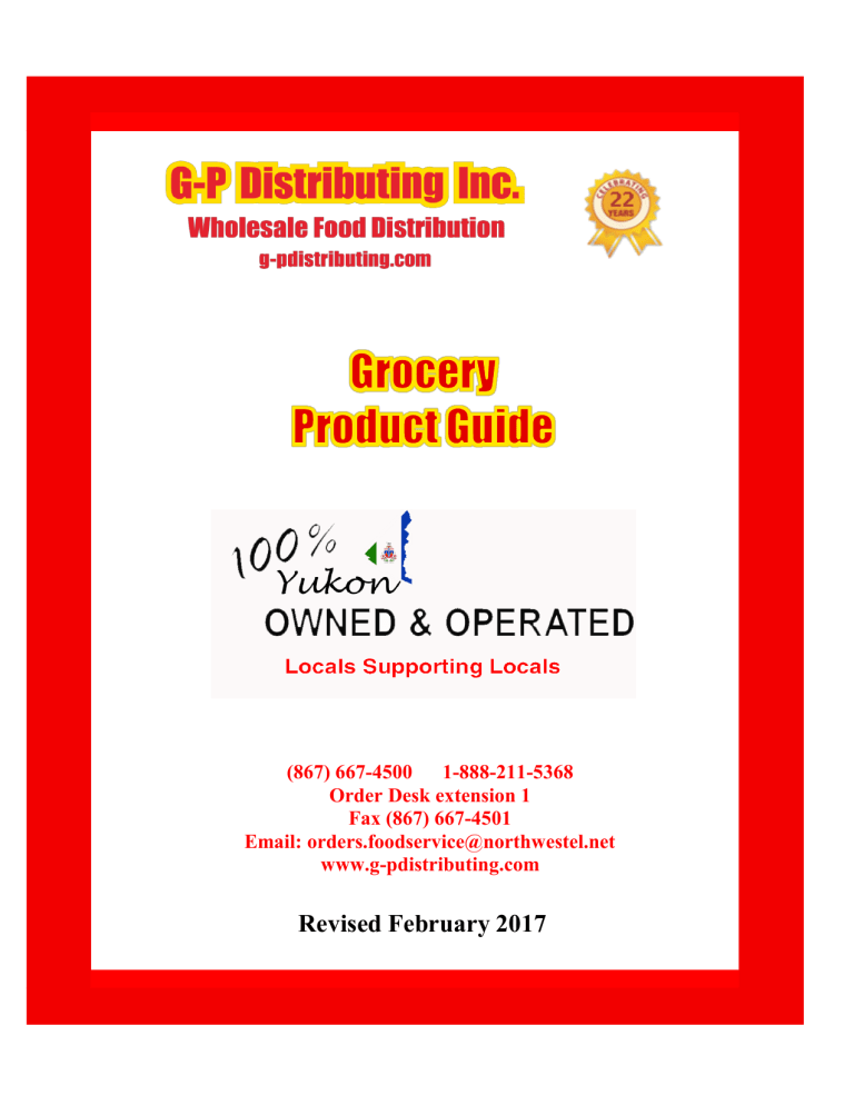 Revised February 2017 - GP Distributing Inc. Revised February 2017 - GP Distributing Inc.