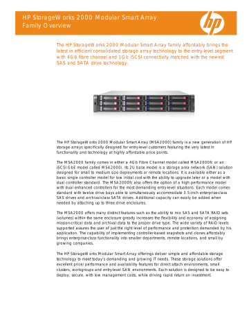 HP StorageWorks 2000 Modular Smart Array Family Overview HP StorageWorks 2000 Modular Smart Array Family Overview