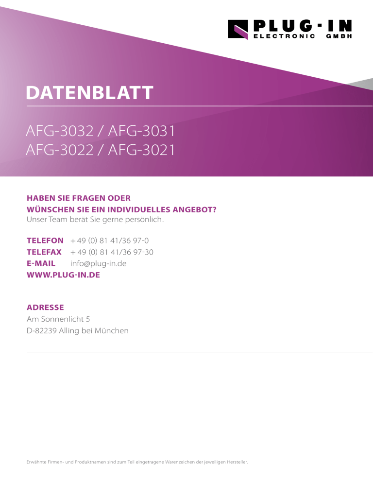 datenblatt - PLUG-IN Electronic GmbH datenblatt - PLUG-IN Electronic GmbH