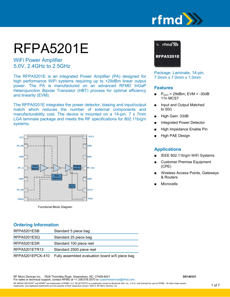 RFMD Datasheet Template RFMD Datasheet Template