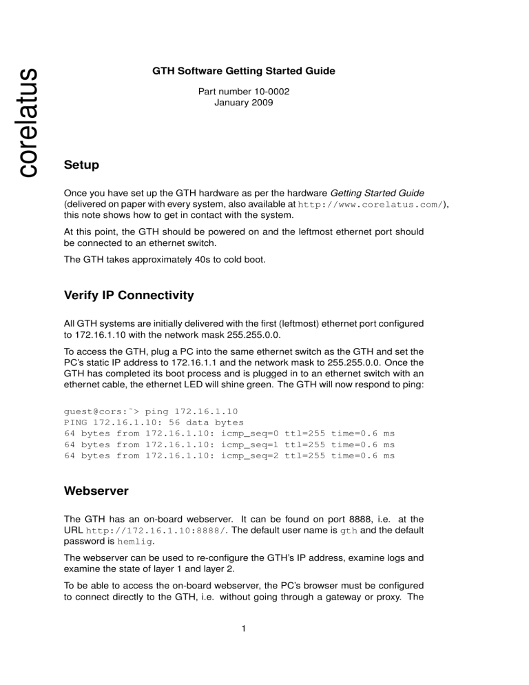 GTH Software Getting Started Guide GTH Software Getting Started Guide