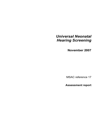 Universal neonatal hearing screening Universal neonatal hearing screening