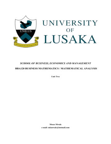 BBA120 Business Mathematics | Manualzz BBA120 Business Mathematics | Manualzz