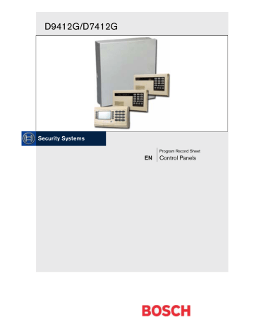 D9412G/D7412G - Bosch Security Systems D9412G/D7412G - Bosch Security Systems