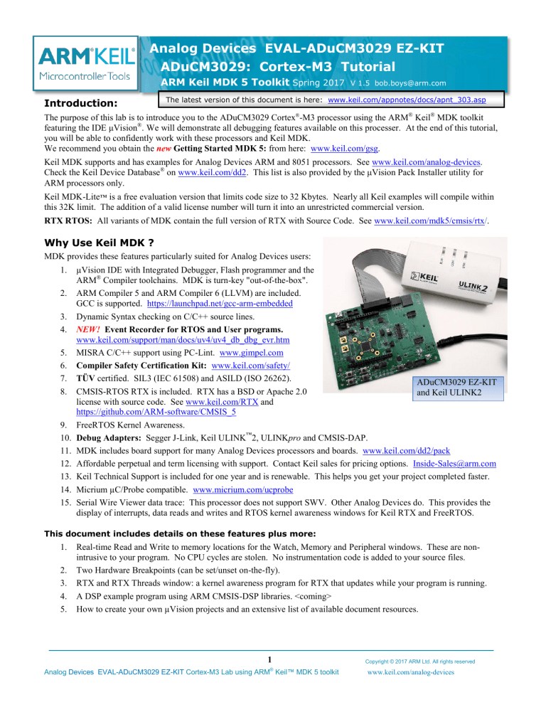 Analog Devices EVAL-ADuCM3029 EZ-KIT ADuCM3029 Analog Devices EVAL-ADuCM3029 EZ-KIT ADuCM3029