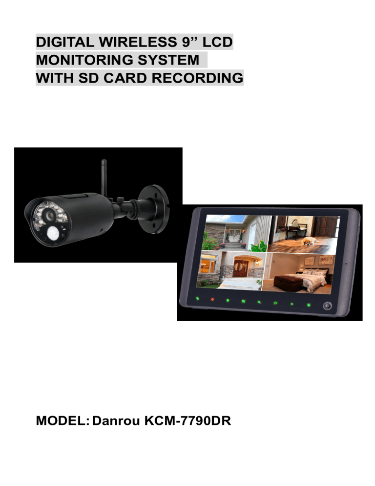 digital wireless 9” lcd monitoring system with sd card recording digital wireless 9” lcd monitoring system with sd card recording