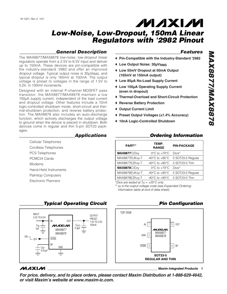 MAX8877C/D17 - Maxim Integrated Products, Inc. MAX8877C/D17 - Maxim Integrated Products, Inc.