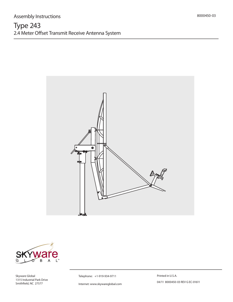 2.4M Type 243 Ku RT Antenna 2.4M Type 243 Ku RT Antenna