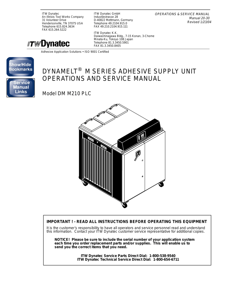 dynamelt m series adhesive supply unit operations dynamelt m series adhesive supply unit operations