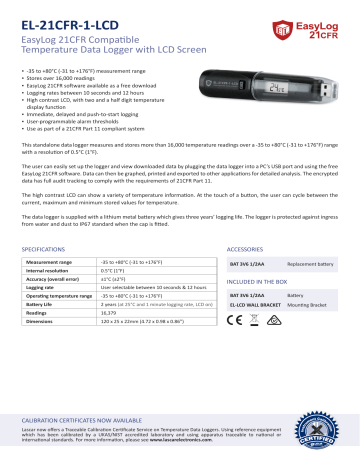 EL-21CFR-1-LCD - Lascar Electronics EL-21CFR-1-LCD - Lascar Electronics