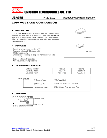unisonic technologies co., ltd usa575 unisonic technologies co., ltd usa575
