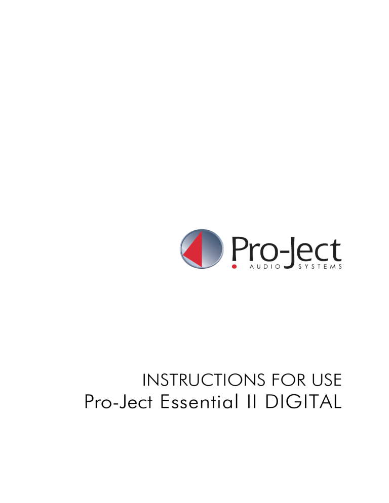 Pro-Ject Audio Systems Essential II Digital User manual Pro-Ject Audio Systems Essential II Digital User manual