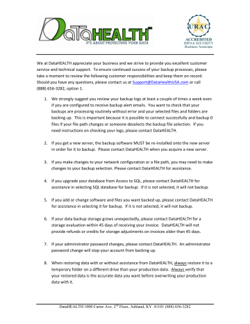 We at DataHEALTH appreciate your business and we strive to We at DataHEALTH appreciate your business and we strive to