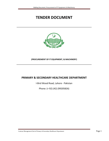 Bidding Document, Procurement of Stationery / Furniture Items Bidding Document, Procurement of Stationery / Furniture Items