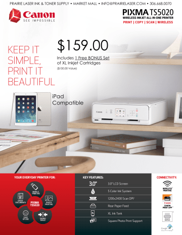 Canon PIXMA TS5020 Wireless Inkjet All-In-One Canon PIXMA TS5020 Wireless Inkjet All-In-One