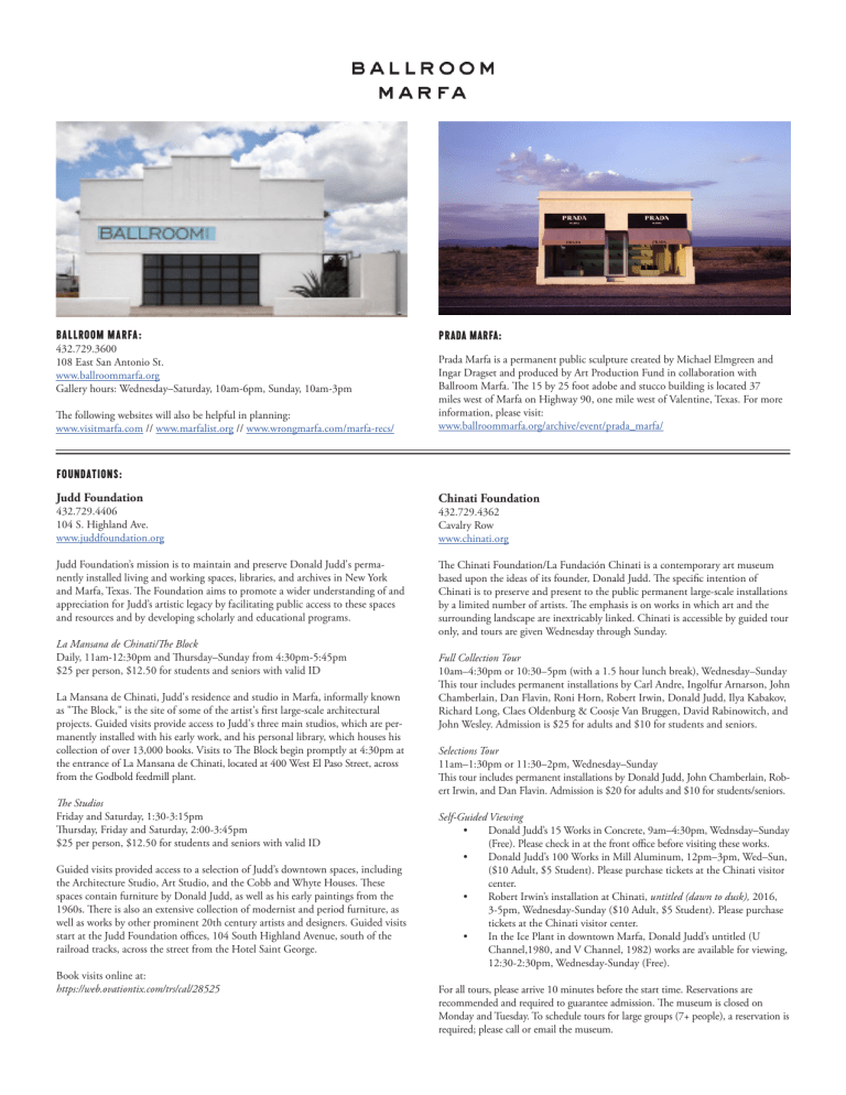 visitor guide - Ballroom Marfa visitor guide - Ballroom Marfa
