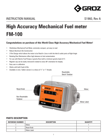 High Accuracy Mechanical Fuel meter FM-100 High Accuracy Mechanical Fuel meter FM-100