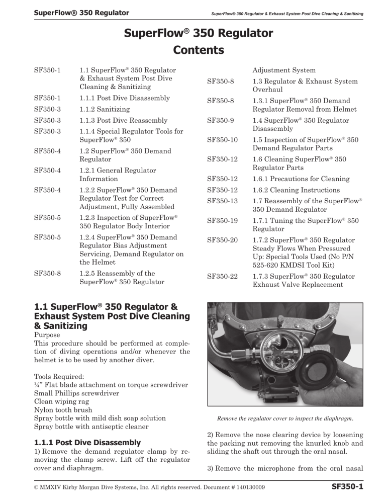 SuperFlow® 350 Regulator Contents SuperFlow® 350 Regulator Contents