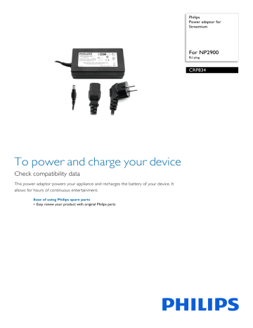 CRP834/01 Philips Power adaptor for Streamium CRP834/01 Philips Power adaptor for Streamium