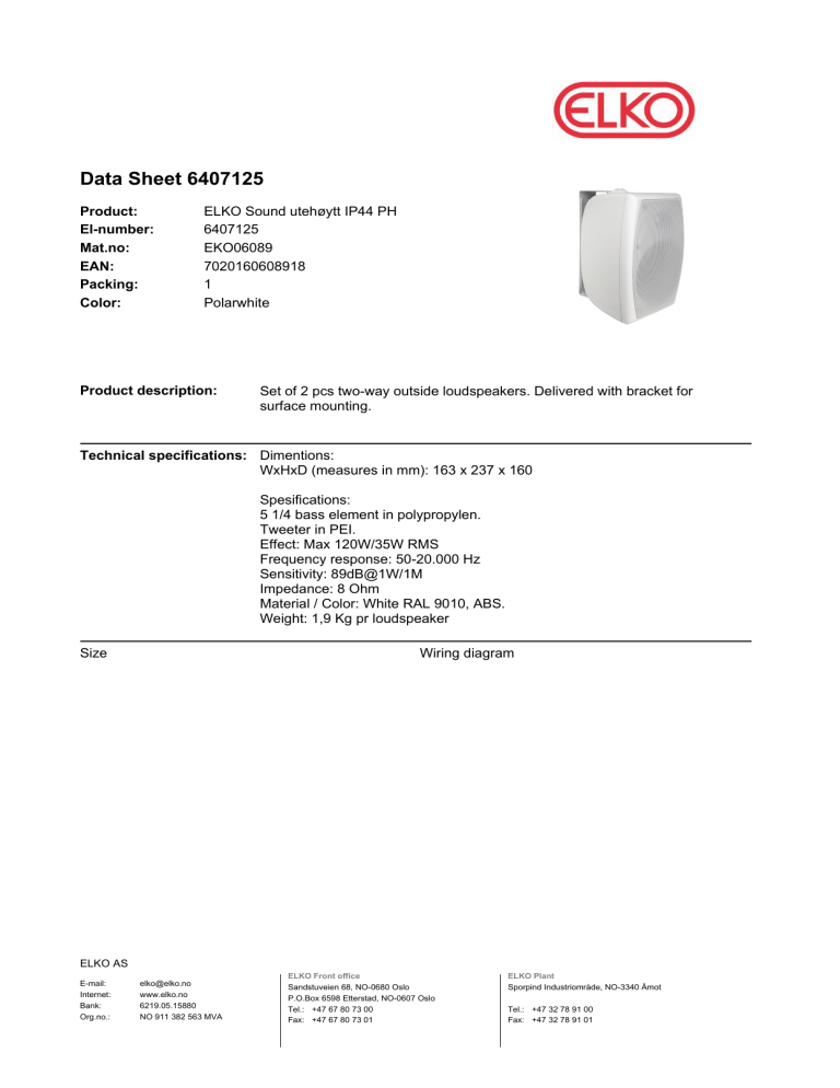 Data Sheet 6407125 Data Sheet 6407125