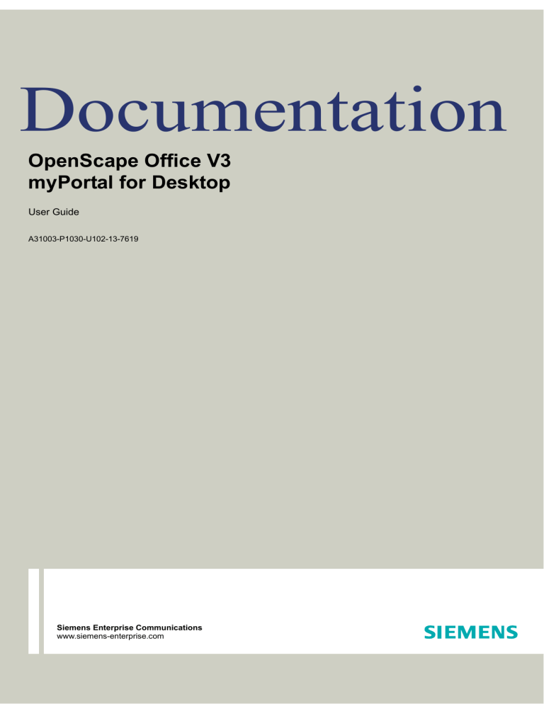 OpenScape Office V3 myPortal for Desktop OpenScape Office V3 myPortal for Desktop