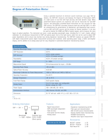 Degree of Polarization Meter Degree of Polarization Meter