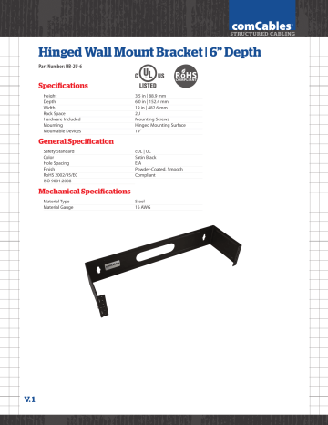 Hinged Wall Mount Bracket | 6” Depth Hinged Wall Mount Bracket | 6” Depth