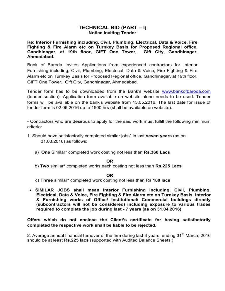 technical bid (part – i) technical bid (part – i)