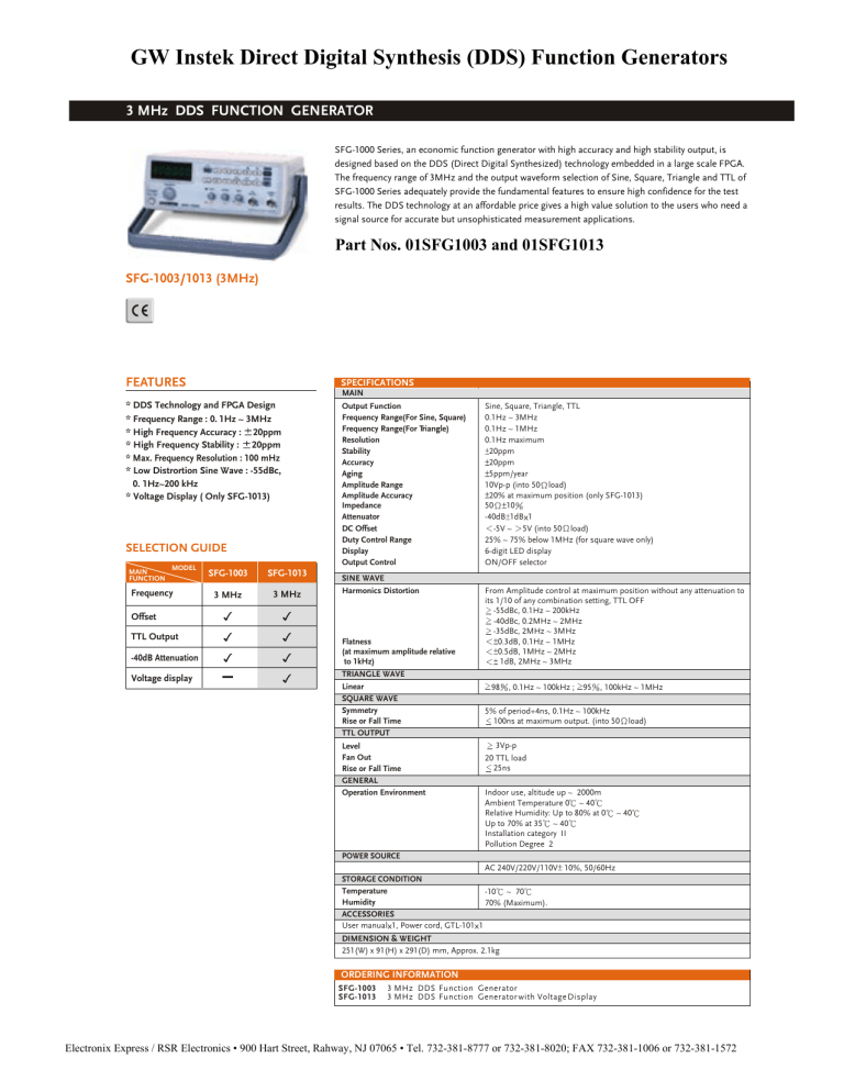 GW Instek Direct Digital Synthesis (DDS GW Instek Direct Digital Synthesis (DDS