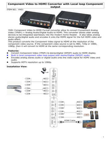 Component Video to HDMI Converter with Local loop Component Video to HDMI Converter with Local loop