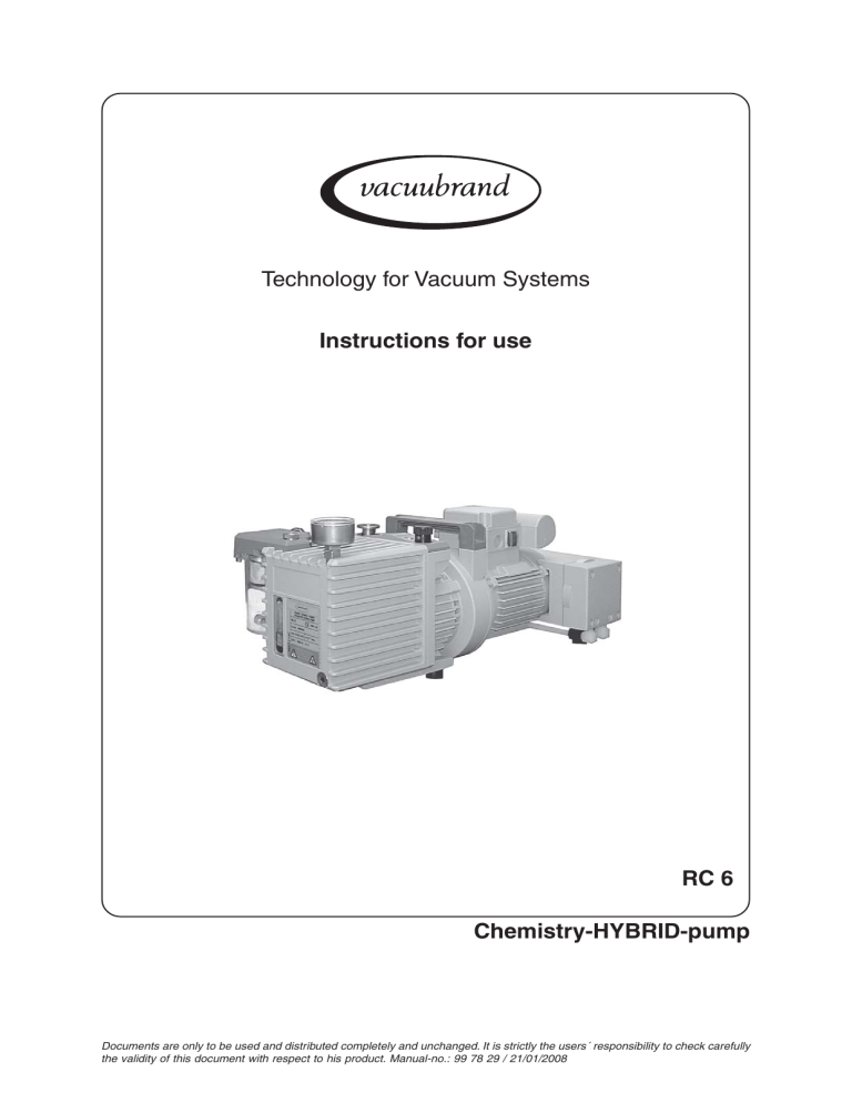 RC 6 Chemistry Hybrid Pump RC 6 Chemistry Hybrid Pump